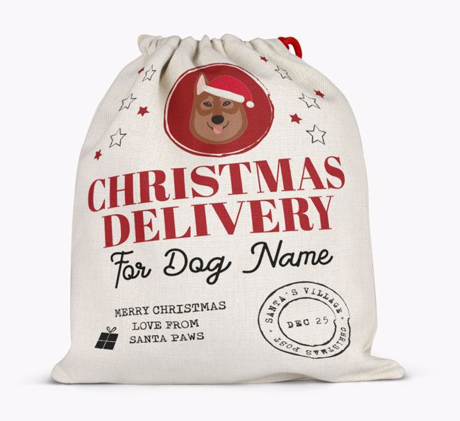 Personalized 'Christmas Delivery for {dogsName}' Santa Sack